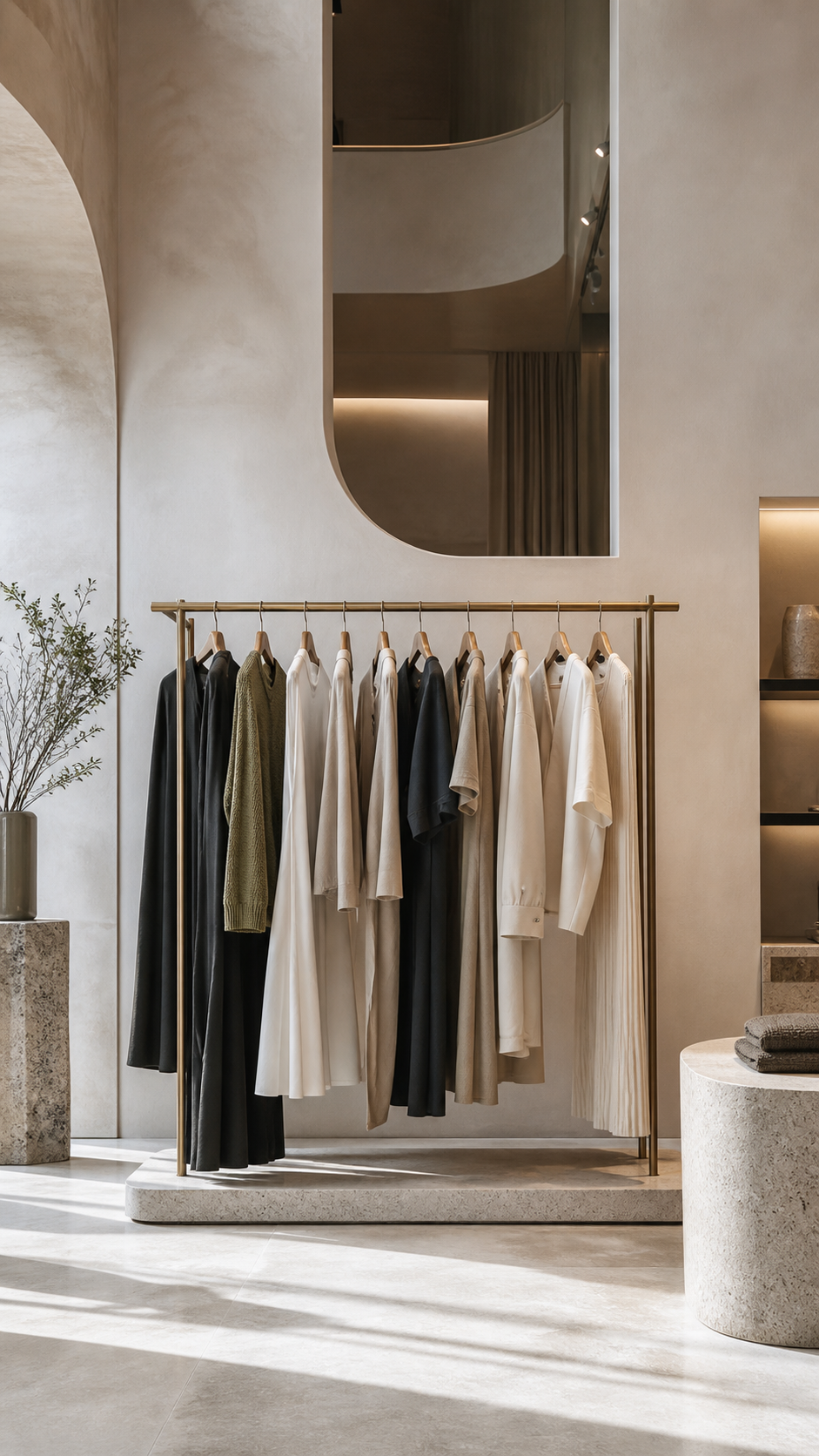 An original EquiBrands editorial study of a curated fashion collection in a restrained modern retail setting.